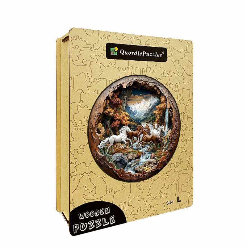 3D Drewniane Puzzle Galopujące Konie