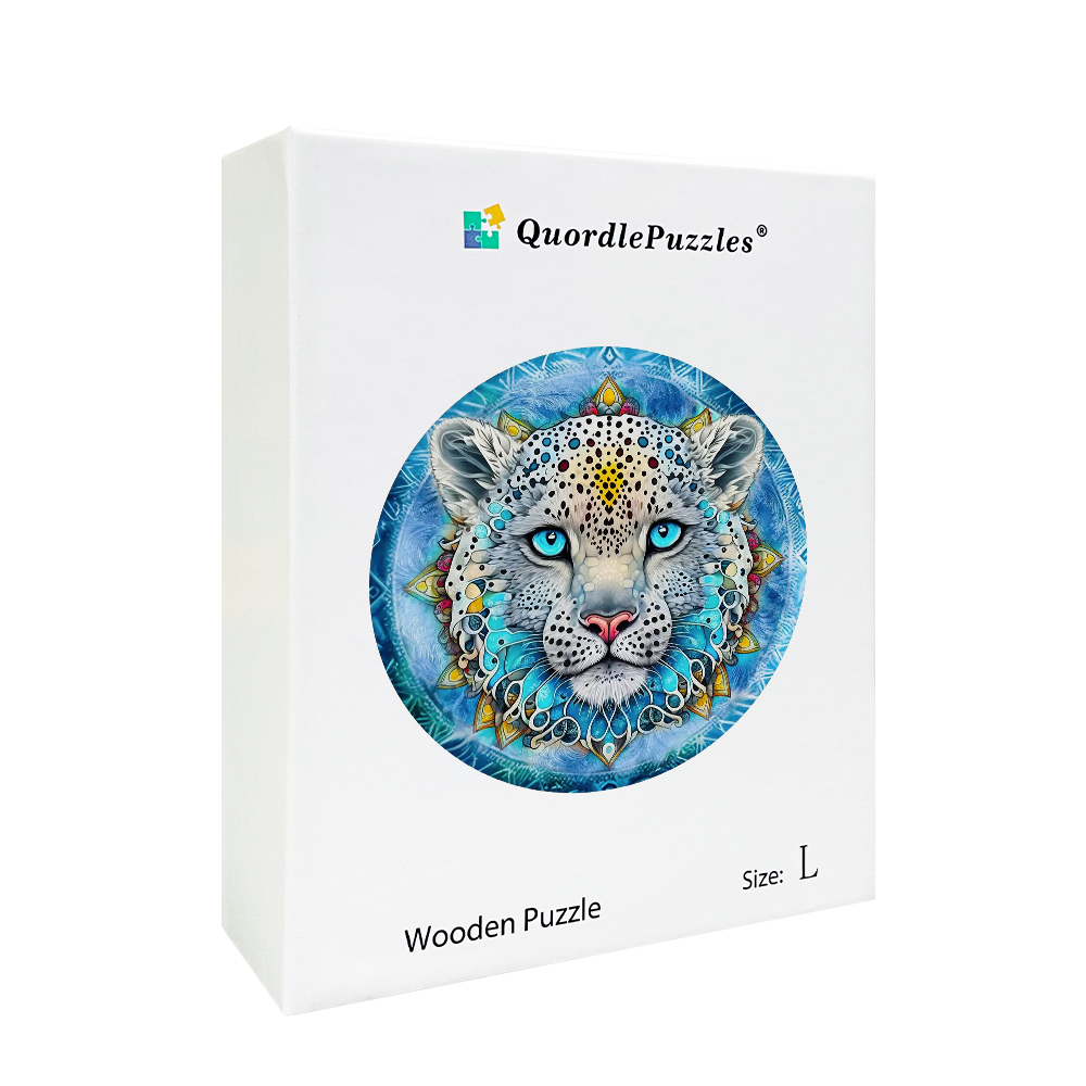 Drevená skladačka snow leopard mandala