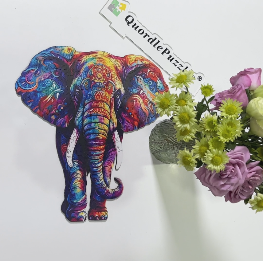 Drevená skladačka rainbow elephant blue