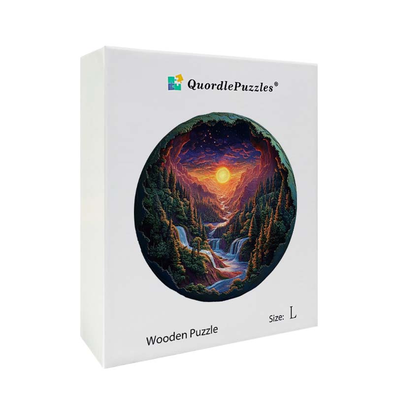 3D Drewniane Puzzle Krajobraz z Wodospadem