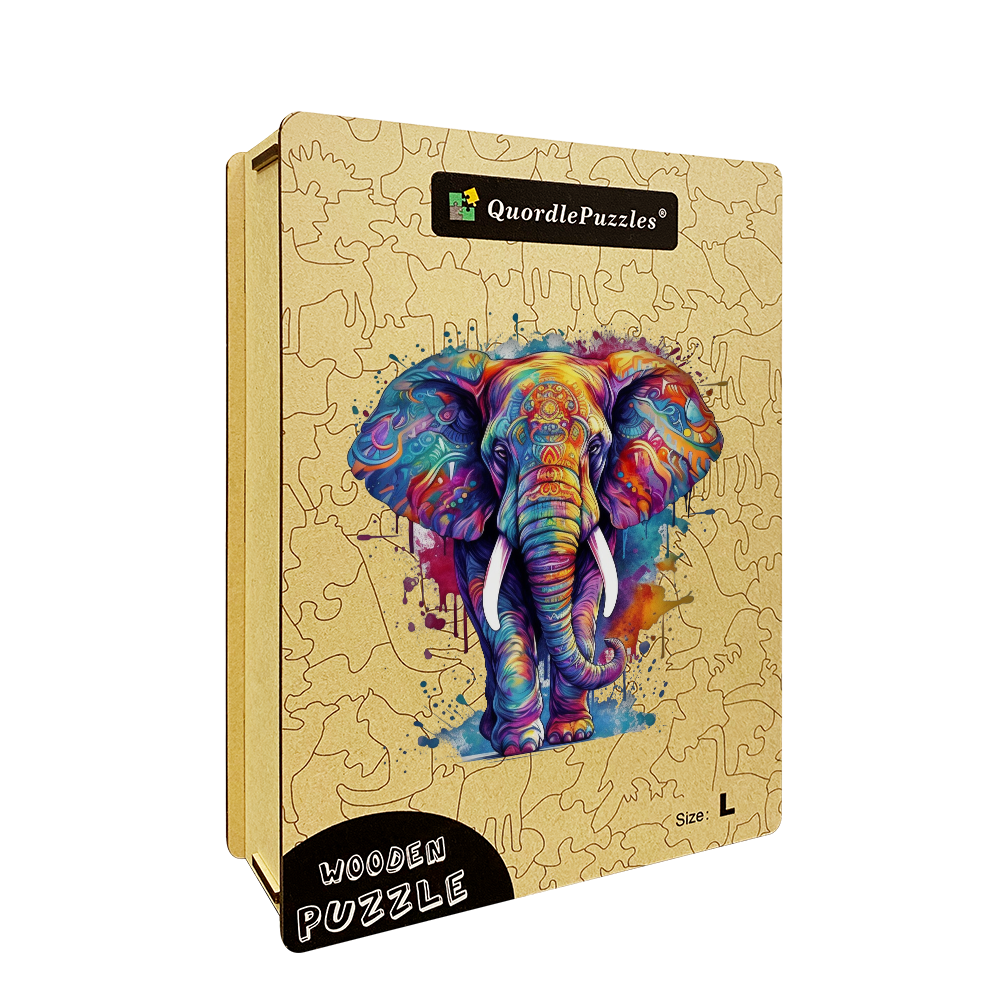 Drevená skladačka rainbow elephant blue