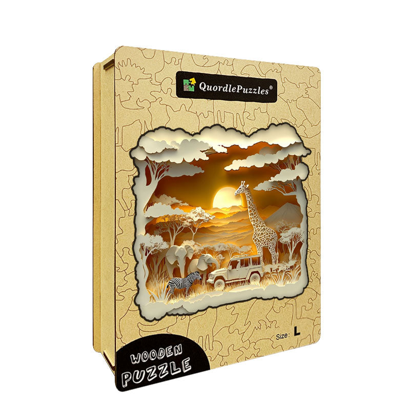 3D africké safari drevené puzzle