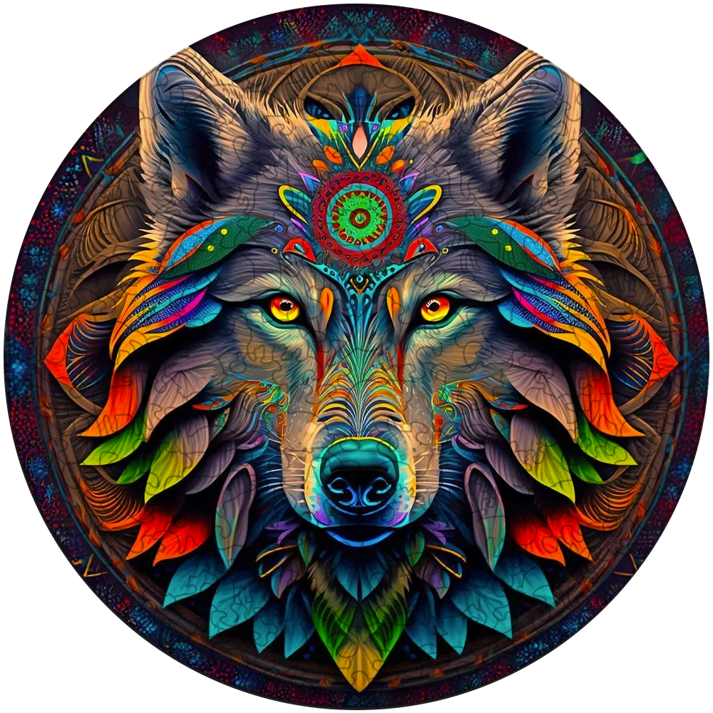 Drevená skladačka mandala volk