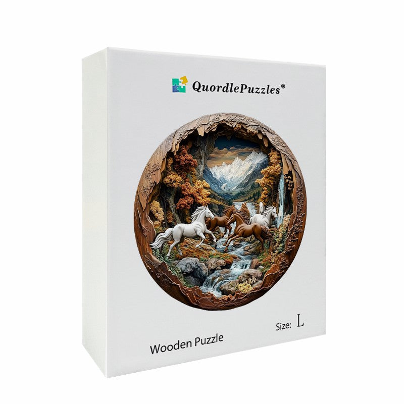 3D Drewniane Puzzle Galopujące Konie