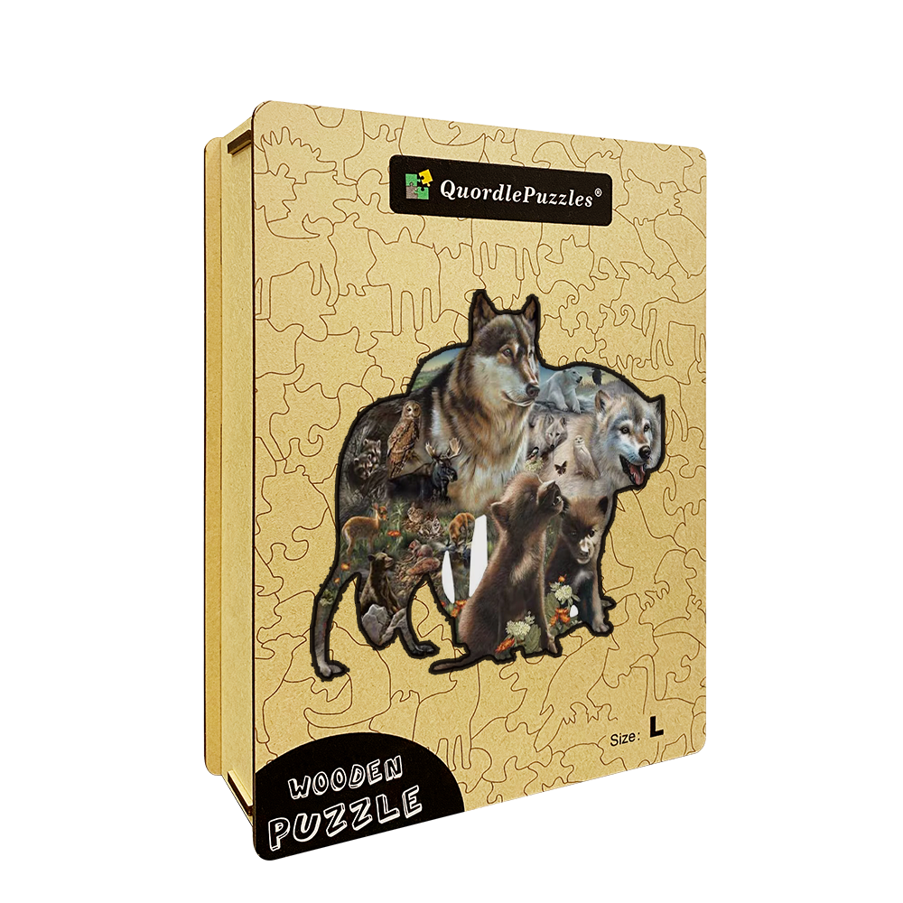 Drevená skladačka wolf pack