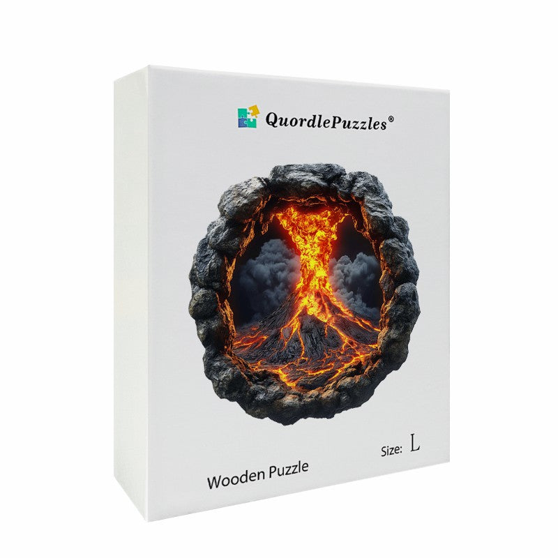 3D Drewniane Puzzle Erupcja Wulkanu