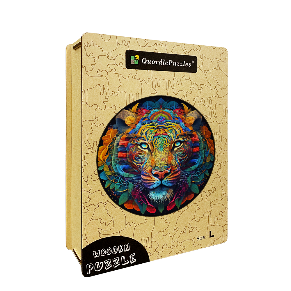 Abstraktné farebné tigrované drevené puzzle