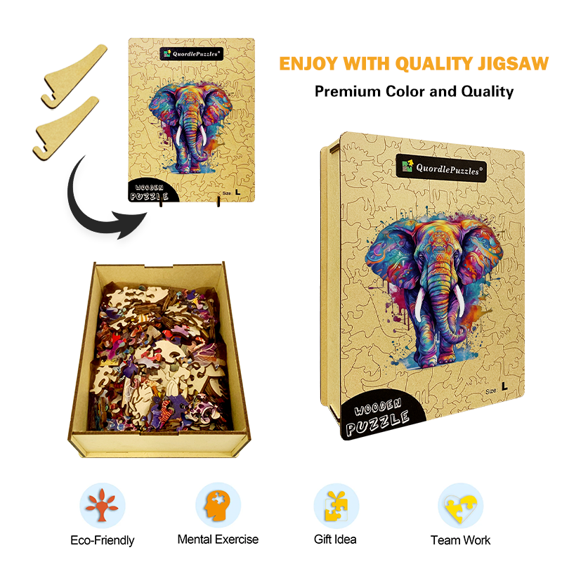 Drevená skladačka rainbow elephant blue