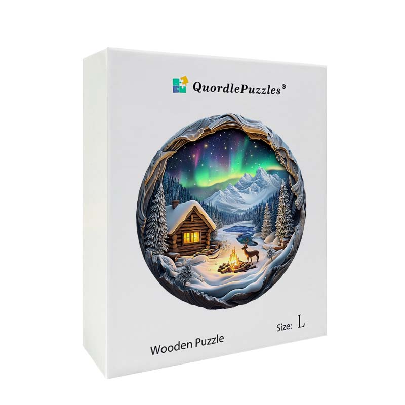 3D Drewniane Puzzle Chata pod Zorzą Polarną