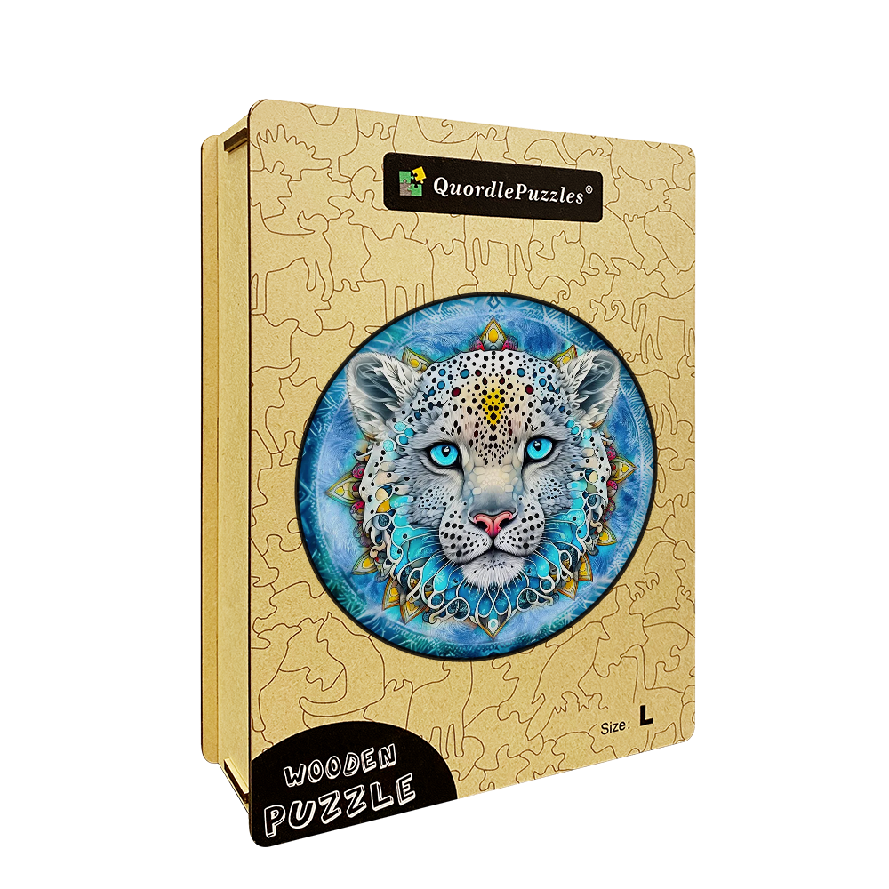 Drevená skladačka snow leopard mandala