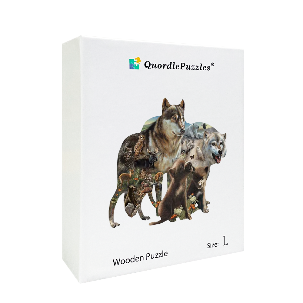 Drevená skladačka wolf pack