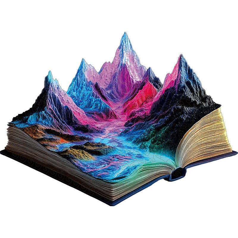 3D neonová horská rieka drevené puzzle
