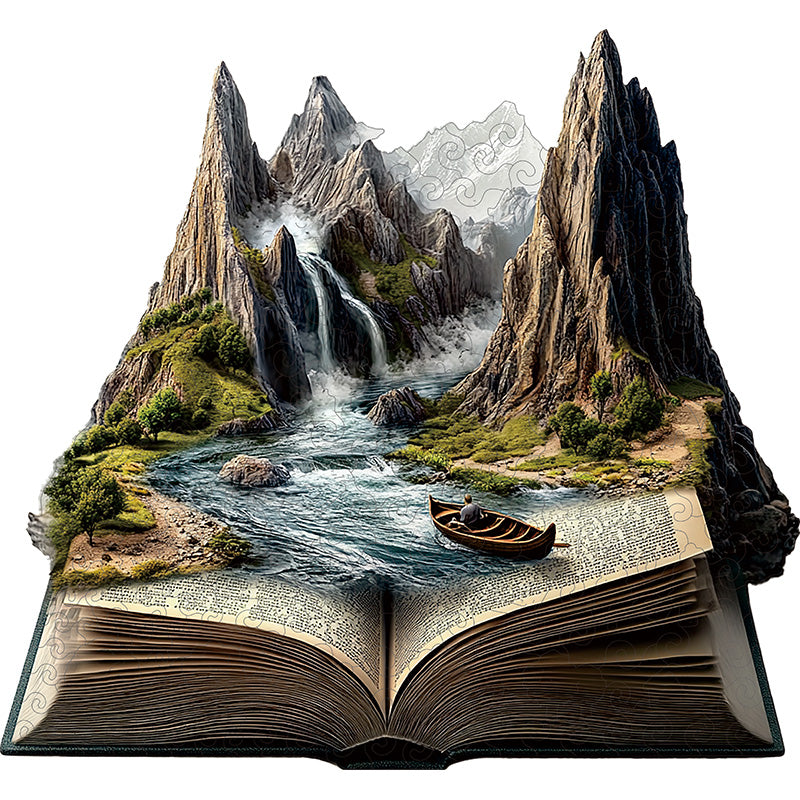 3D priechod horskou riekou drevené puzzle