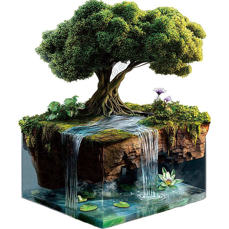 3D pokojný vodopád ostrov drevené puzzle