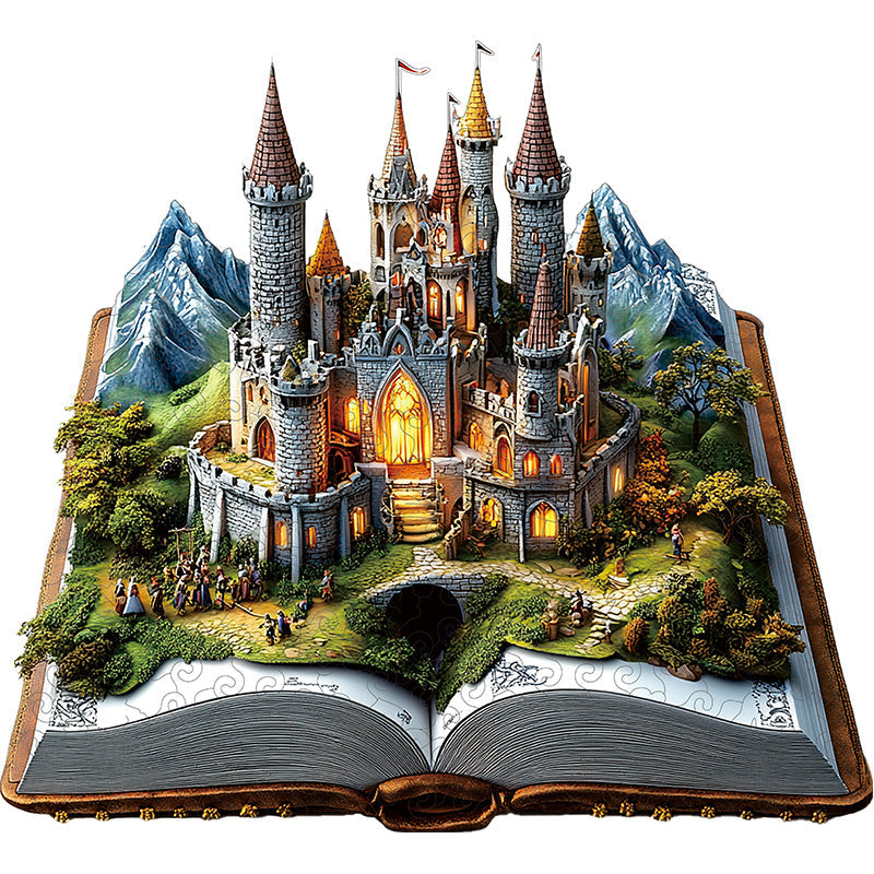 3D očarovaný hrad drevené puzzle