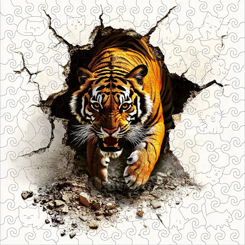 3D revúci tiger výbuch drevené puzzle