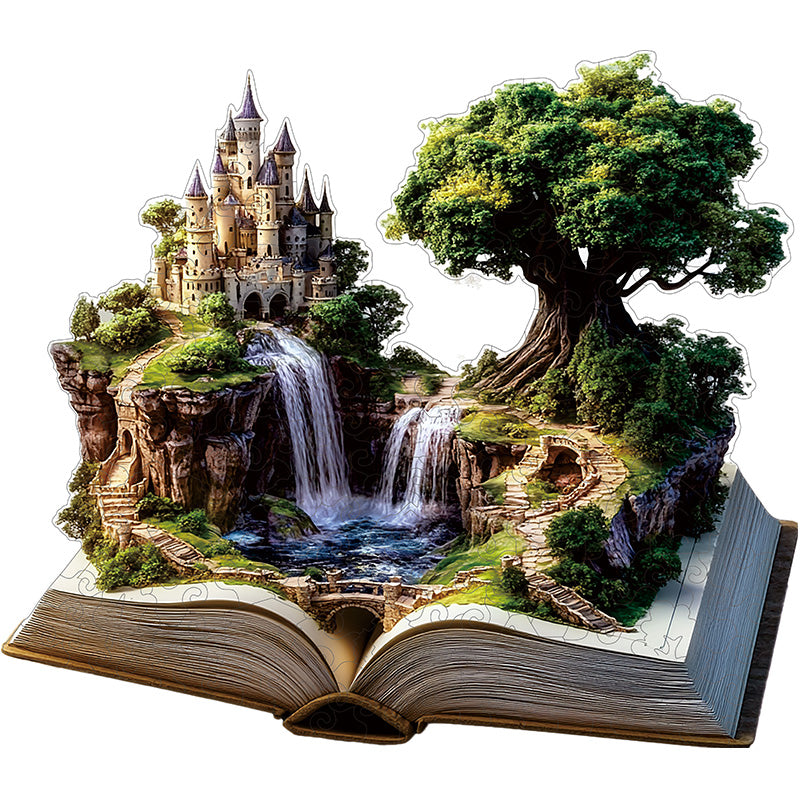 3D hrad na útesu drevené puzzle