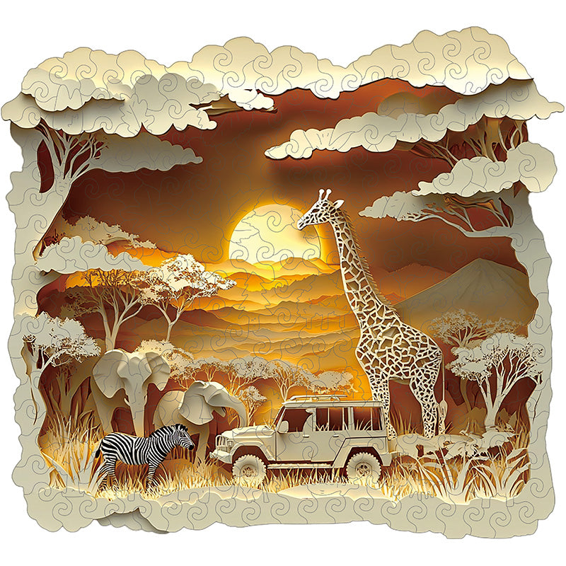 3D africké safari drevené puzzle