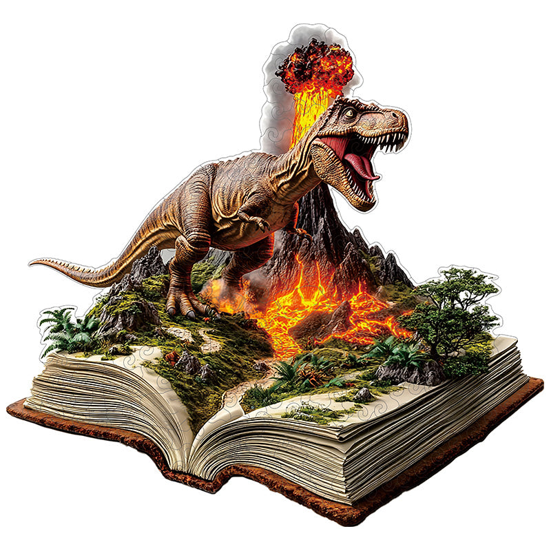3D jurský vulkán drevené puzzle
