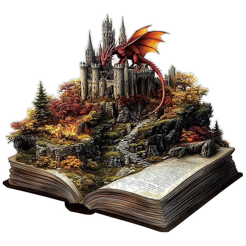 3D dračí hrad drevené puzzle