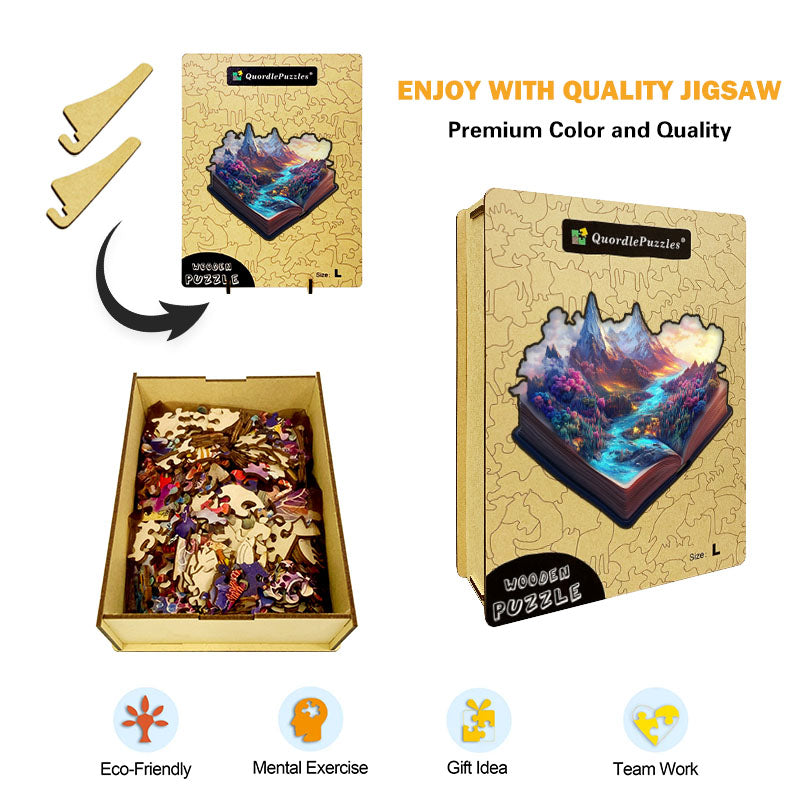 3D čarovná hora kniha drevené puzzle