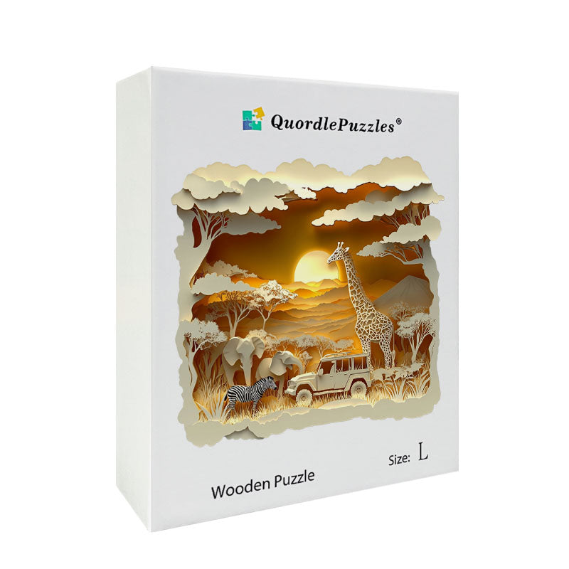 3D africké safari drevené puzzle