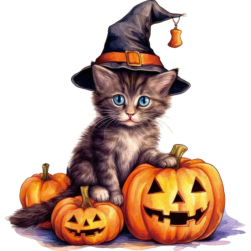 Halloweenska nálepka s čarodejníckym klobúkom tekvica