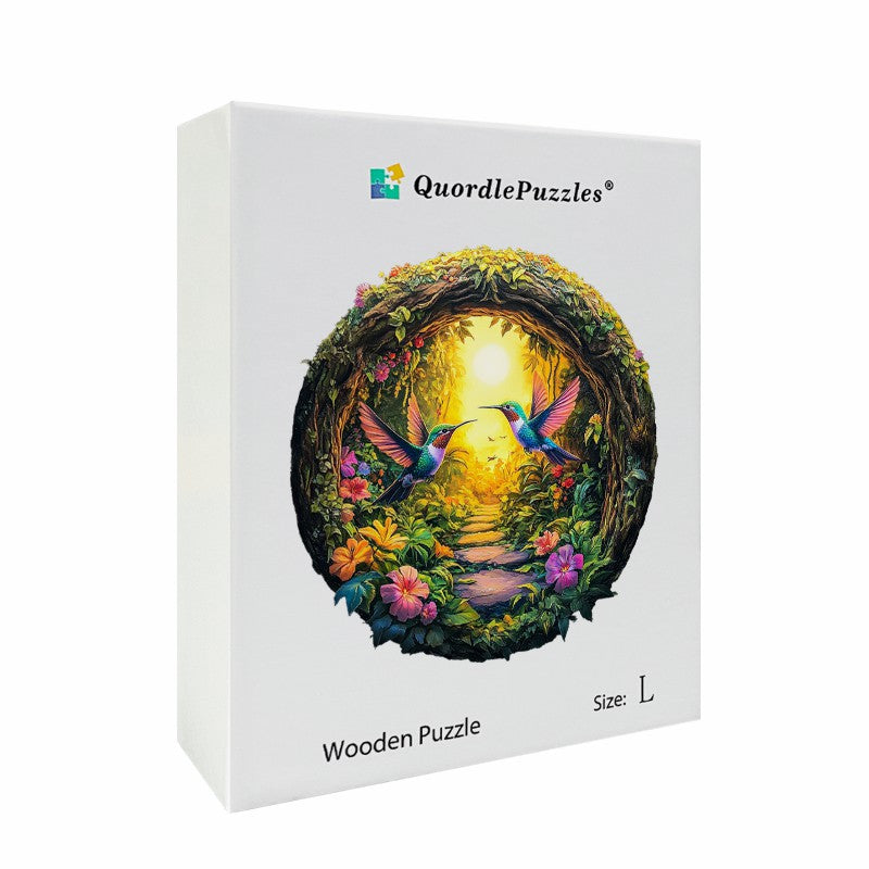 3D Drewniane Puzzle Kolibry w Kwiatach