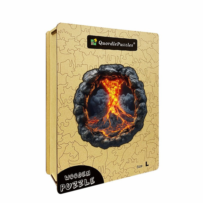 3D Drewniane Puzzle Erupcja Wulkanu