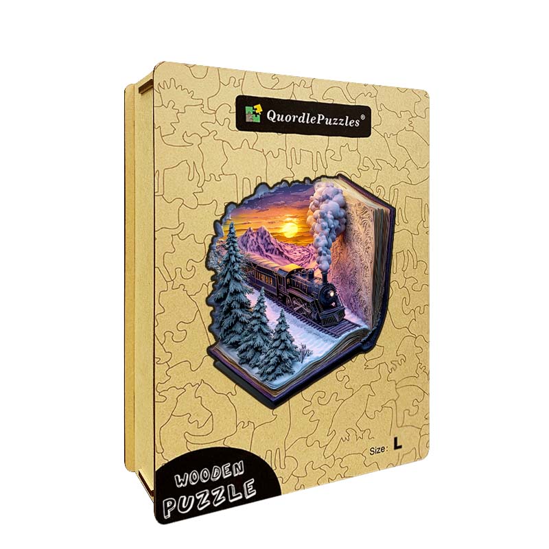 3D Drewniane Puzzle Zimowa Podróż Pociągiem