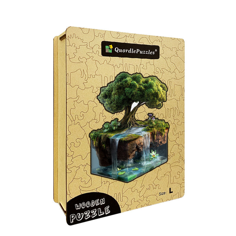 3D pokojný vodopád ostrov drevené puzzle