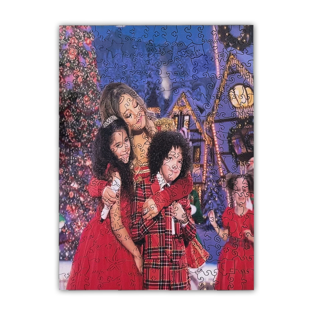 Prispôsobené fotografie drevené puzzle šťastnej rodiny