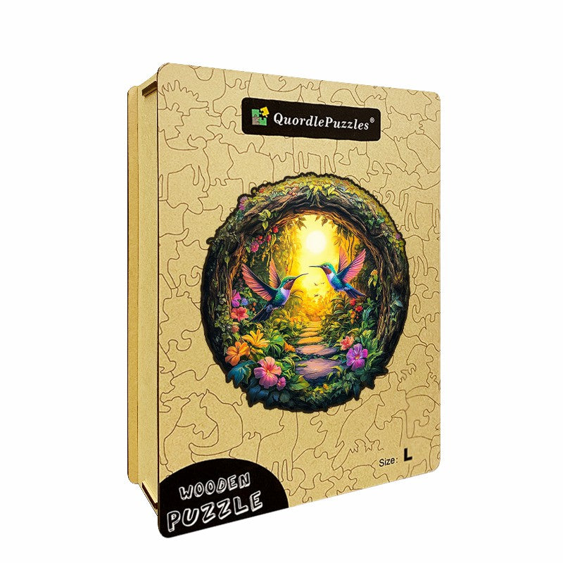 3D Drewniane Puzzle Kolibry w Kwiatach