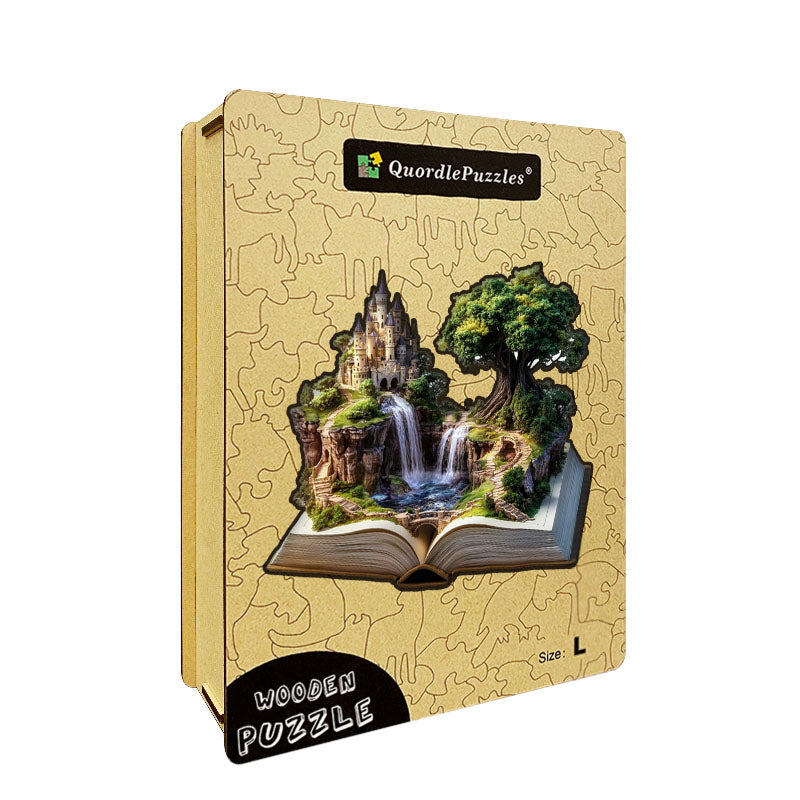 3D hrad na útesu drevené puzzle