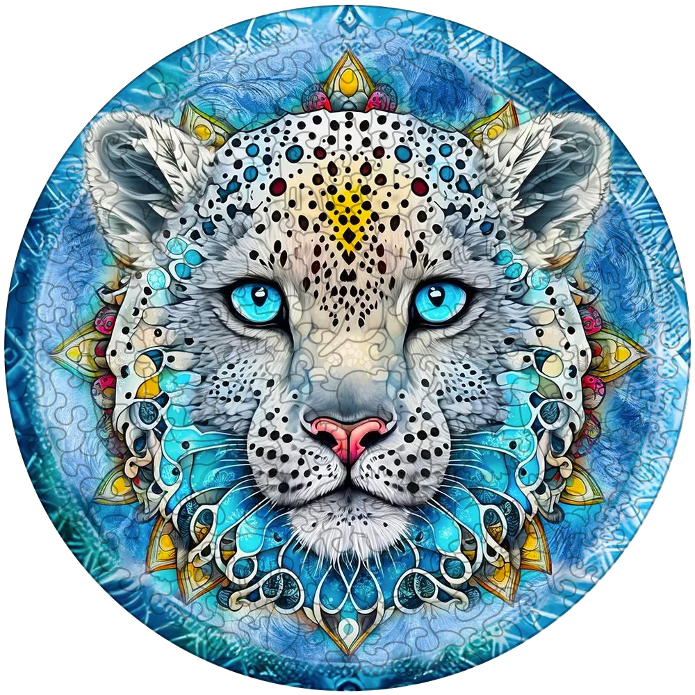 Drevená skladačka snow leopard mandala