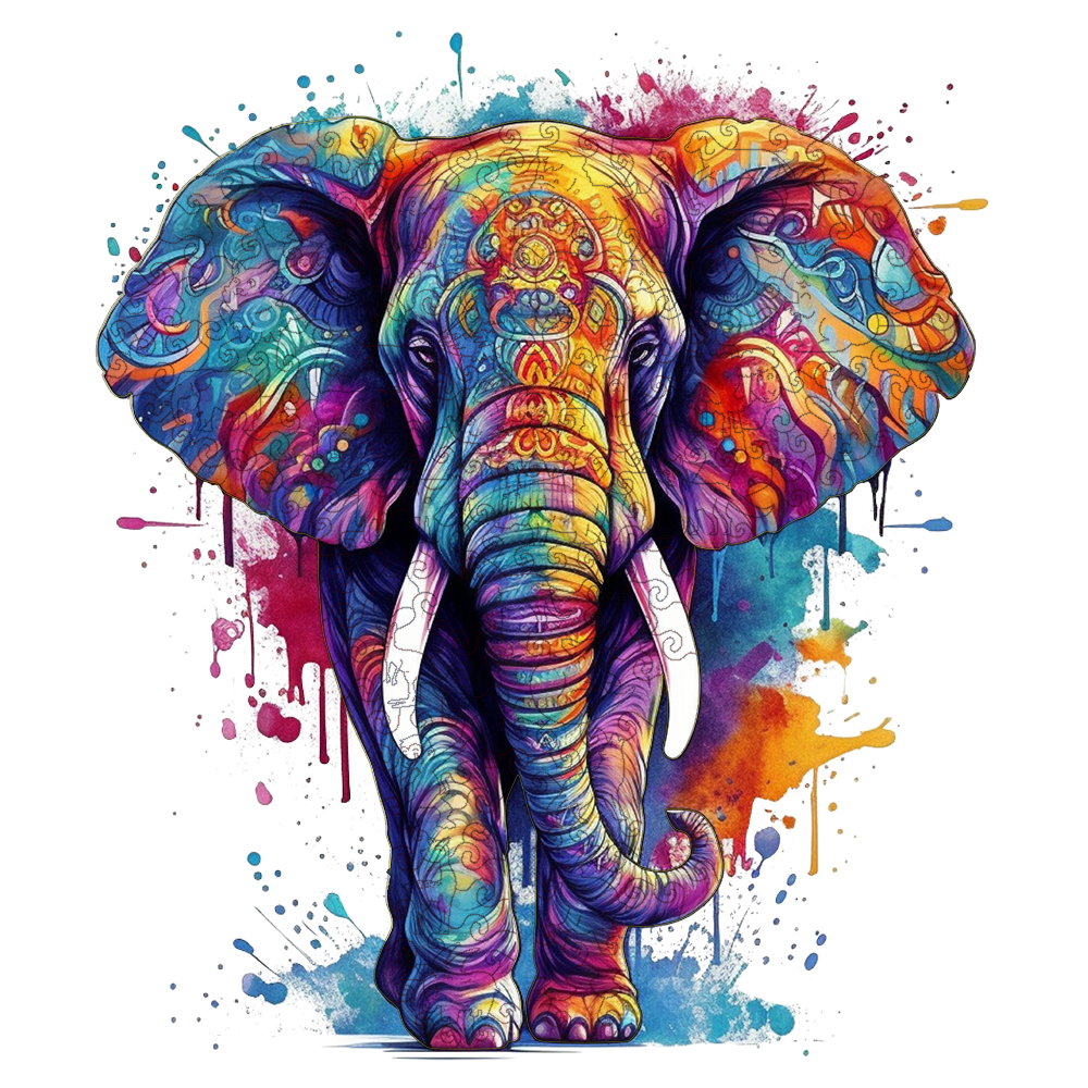 Drevená skladačka rainbow elephant blue