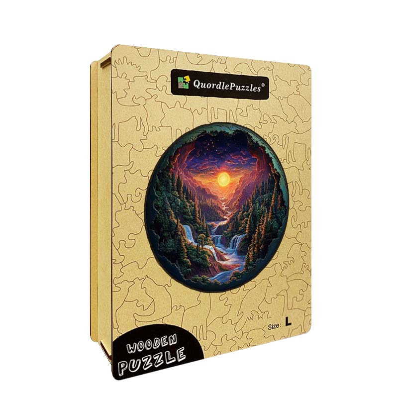 3D Drewniane Puzzle Krajobraz z Wodospadem