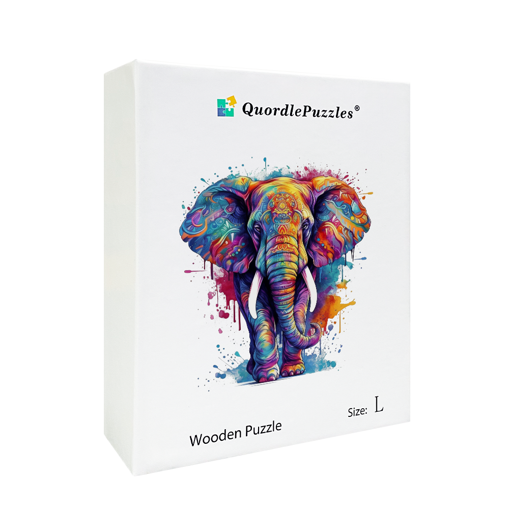 Drevená skladačka rainbow elephant blue