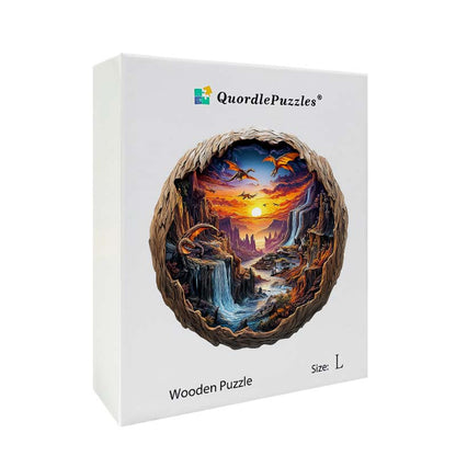 3D Drewniane Puzzle Smok o Zachodzie Słońca