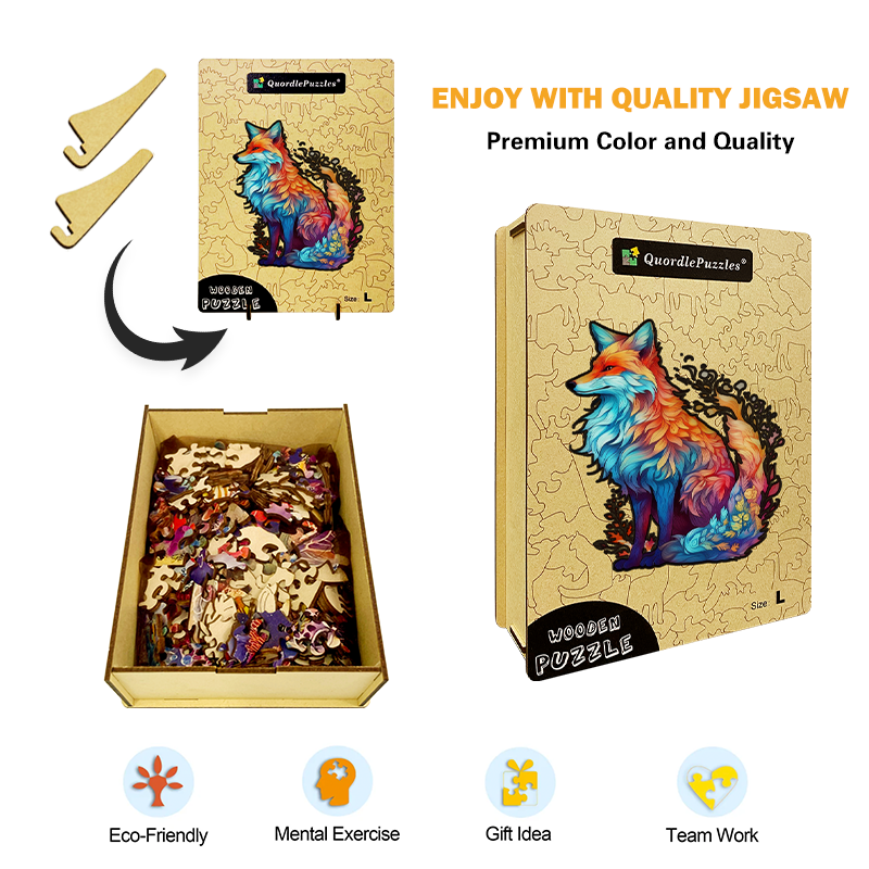 Nádherná líška, farebné drevené puzzle