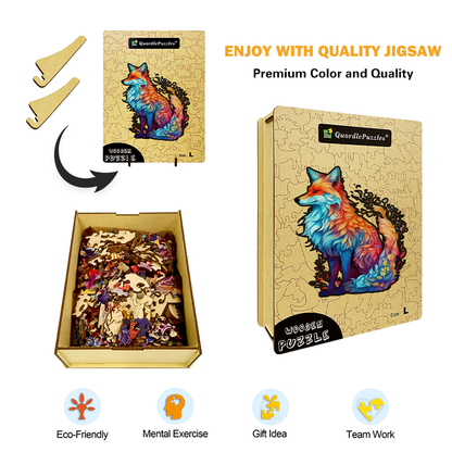 Nádherná líška, farebné drevené puzzle