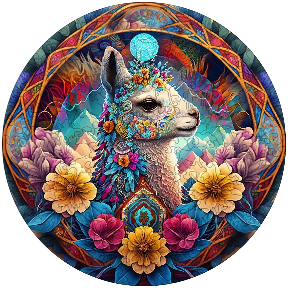 Drevená skladačka mandala lama