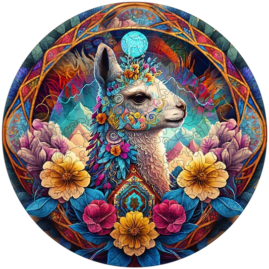Drevená skladačka mandala lama
