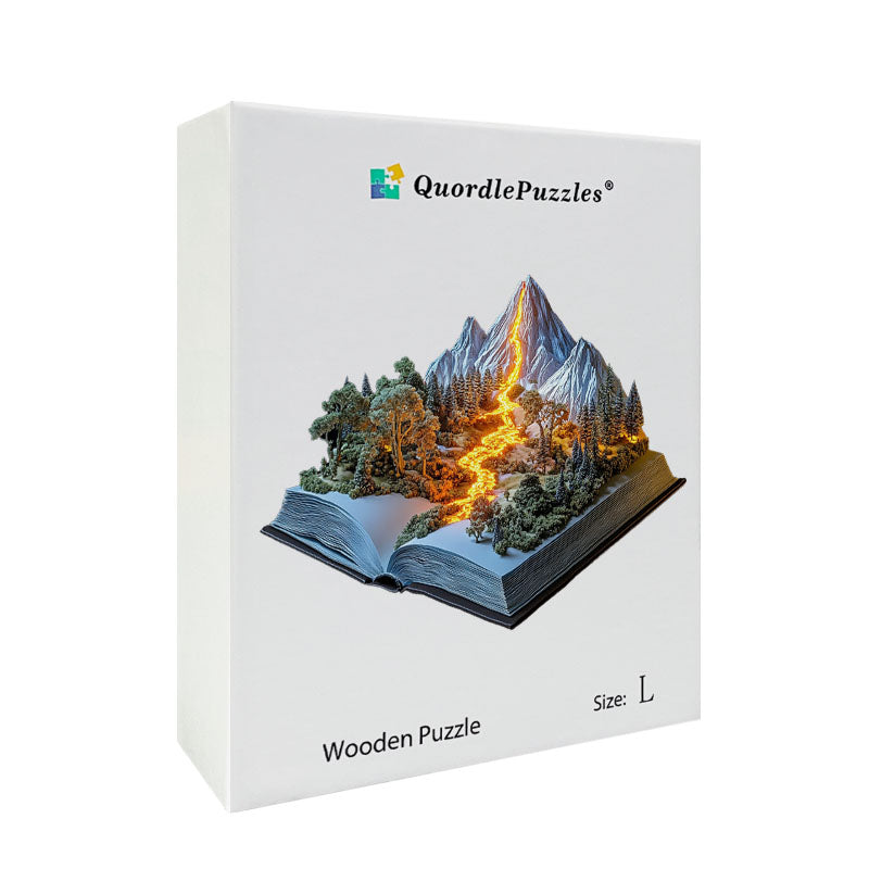 3D horský západ slnka drevené puzzle