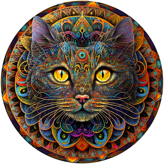 Drevená skladačka mandala cat
