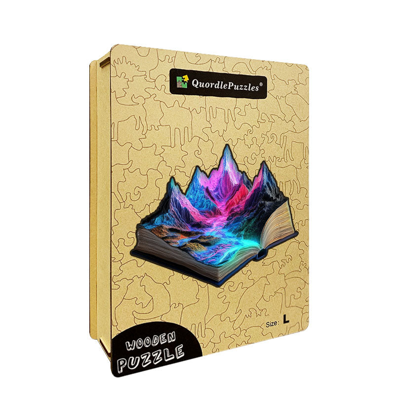 3D neonová horská rieka drevené puzzle