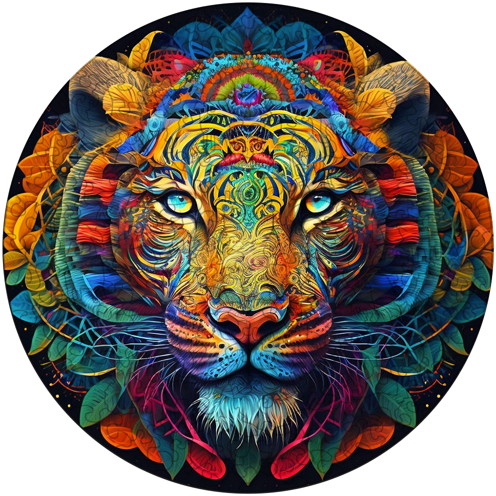 Drevená skladačka snow leopard mandala