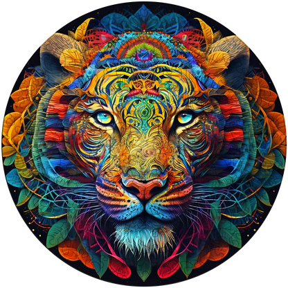 Drevená skladačka snow leopard mandala