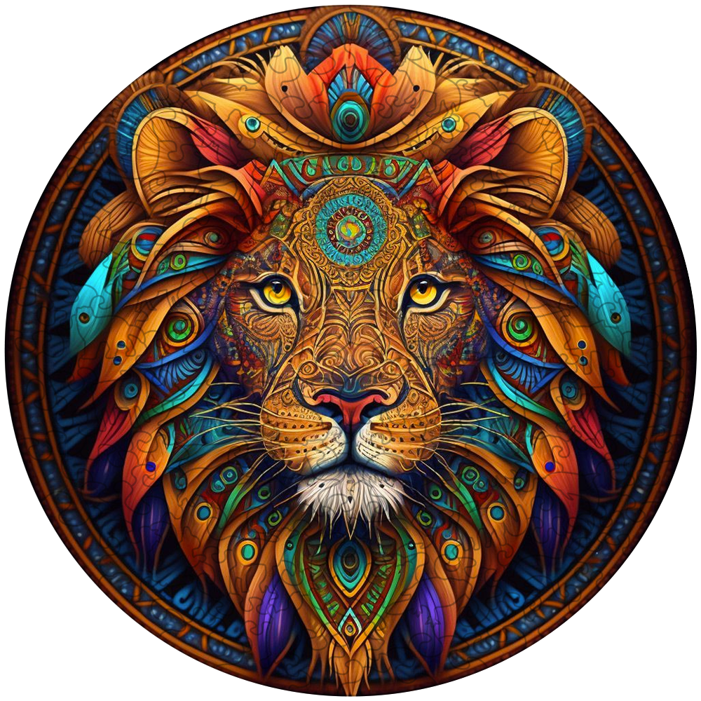 Drevená skladačka mandala leo