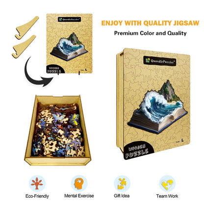 3D oceánska vlna drevené puzzle